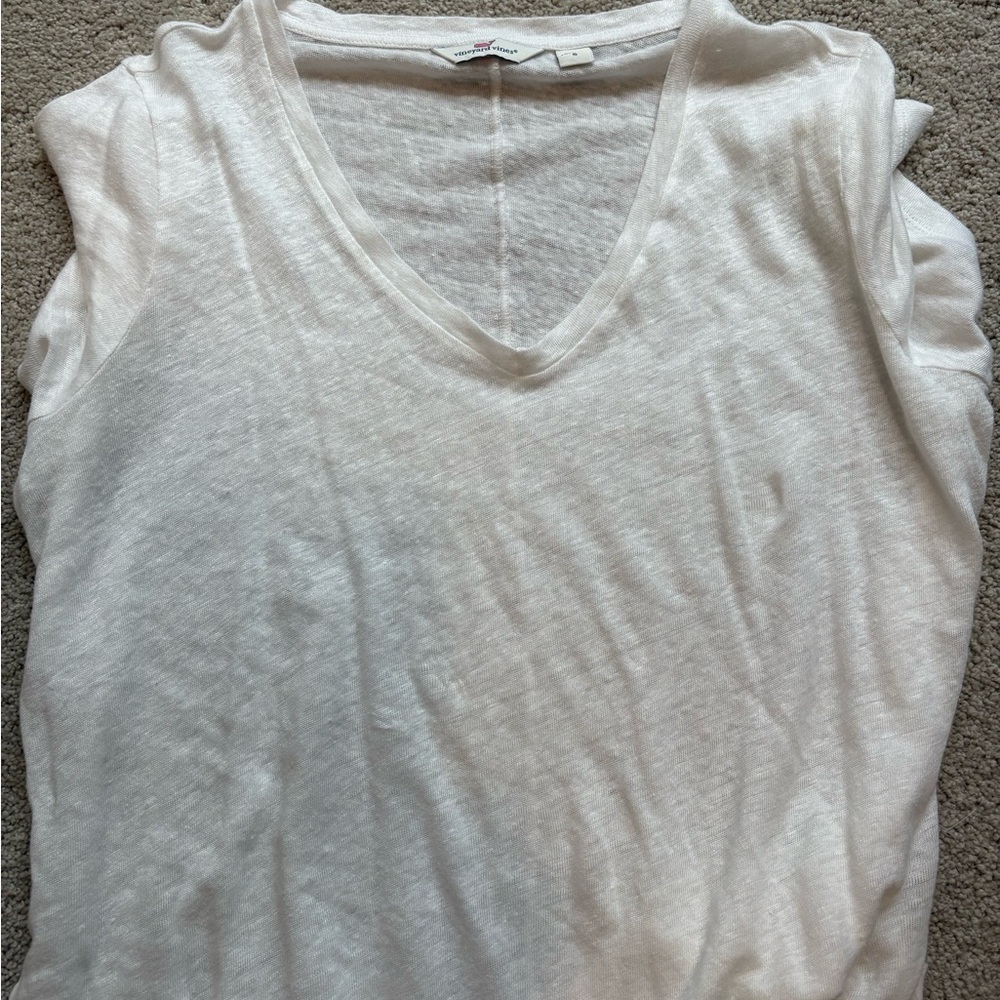 Vineyard Vines Linen White Short Sleeve Tee, Sz Small Unused - Picture 6 of 8